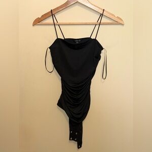 Dynamite Black Ruched Spaghetti Strap Bodysuit XXS